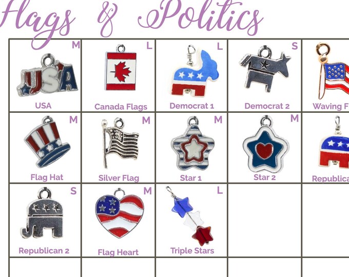 Collar Charms - Flag and Patriotic Charms - Flair - Extra Charms for Cat Collars - Bling - Jewelry Political