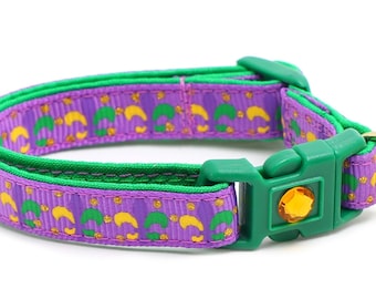 Mardi Gras Cat Collar - Fleur De Lys on Purple - Breakaway Cat Collar - Kitten or Large size B57D272