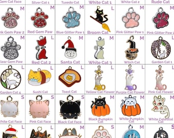 Collar Charms - Cat & Paw Charms  - Extra Charms for Cat Collars - Bling - Jewelry