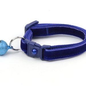 Soft Velvet Cat Collar - Navy Blue - Kitten or Large Size - Breakaway - Safety B47D178