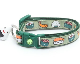 Sushi Cat Collar - Sushi Rolls on Wasabi  - Breakaway Safety - B78D200