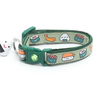 Sushi Cat Collar - Sushi Rolls on Wasabi  - Breakaway Safety - B78D200