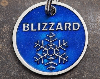 Customizable Winter Pet ID Tag - Personalized Snowflake Cat or Dog Name Tag