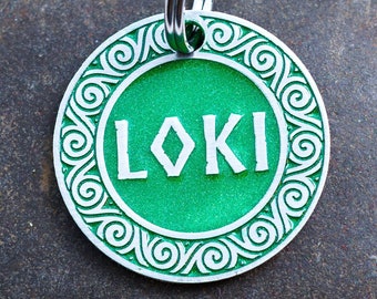 Deep Engraved Norse Style Pet ID Tag Personalized for your Cat or Dog