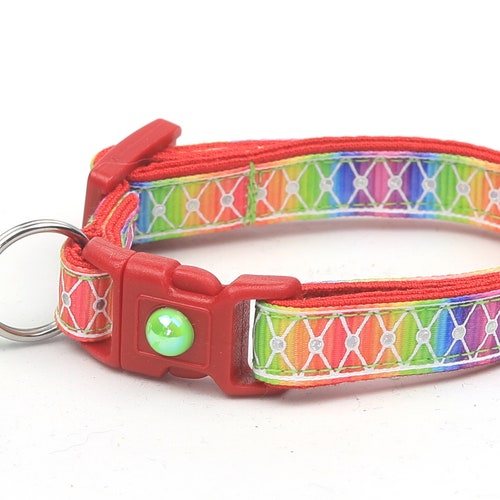 Rainbow Cat Collar Diamond Mesh Over Rainbow Kitten or Etsy