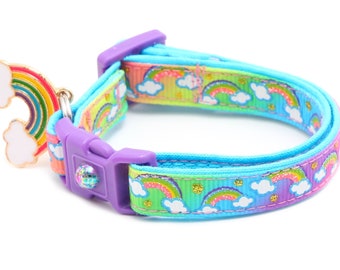 Rainbow Cat Collar - Rainbows over Rainbow Ombre - Small or Large Breakaway Safety B13D84