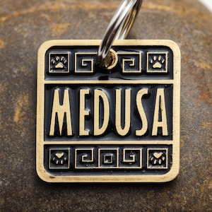 Engraved Greek Style Pet ID Tag Personalized for your Cat or Dog