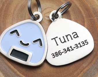 Engraved Sushi Pet ID Tag - Personalized Cat or Dog Sushi ID Tag - Custom Pet Name Tag