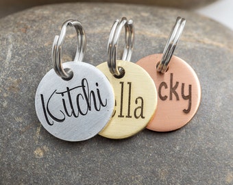 Miniature Cat or dog Tag - 2/3" (16 mm) - pick your color Pet ID Tag - Mini Cat ID Tag - Petite Deep Engraved Pet Name Tag