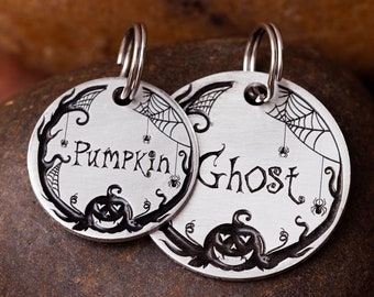 Pumpkin Cat or Dog ID Tag - Personalized with Your Pet's Name and Deep Engraved - Halloween Pet Tag