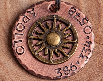 Benutzerdefinierte 1 &quot;Sonne Haustier Tag (Bronze farbige Sonne) personalisiert für Ihre Katze oder Hund