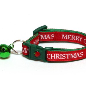 Christmas Cat Collar - Bold Merry Christmas on Red - Kitten or Large Size B118D89