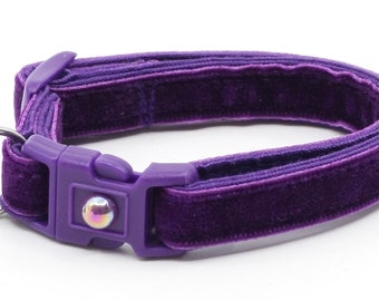 Morbido colletto di velluto gatto - viola scuro viola - gattino o grandi dimensioni - Breakaway B124D176