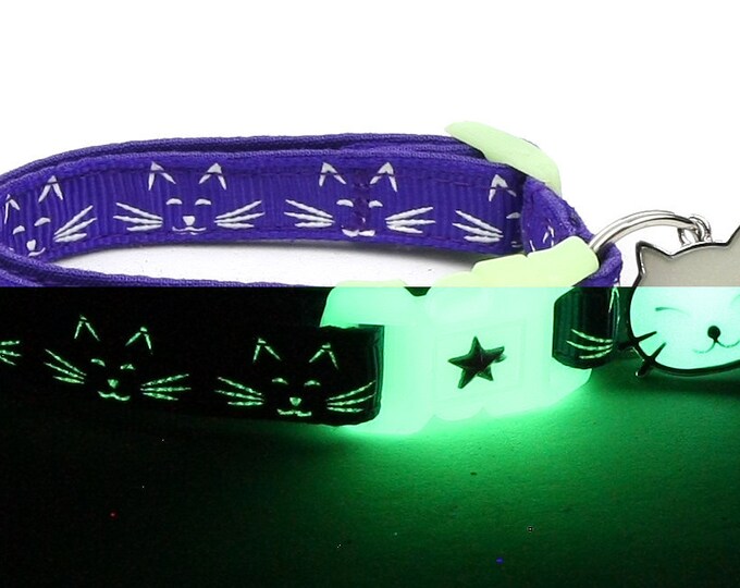 Glow in the Dark Cat Collar Glow Stars on Black Breakaway Etsy