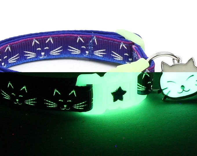 Glow in the Dark Cat Collar Glow Stars on Black Breakaway Etsy