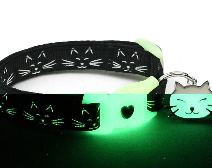 Glow in the Dark Cat Collar Glow Stars on Black Breakaway Etsy