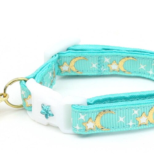 Moon Cat Collar Gold Moons and Stars on Pastel Purple Etsy