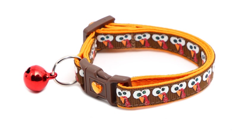 Thanksgiving Cat Collar Googly Eye Turkeys Breakaway Safety B105D270 Jingle Bell