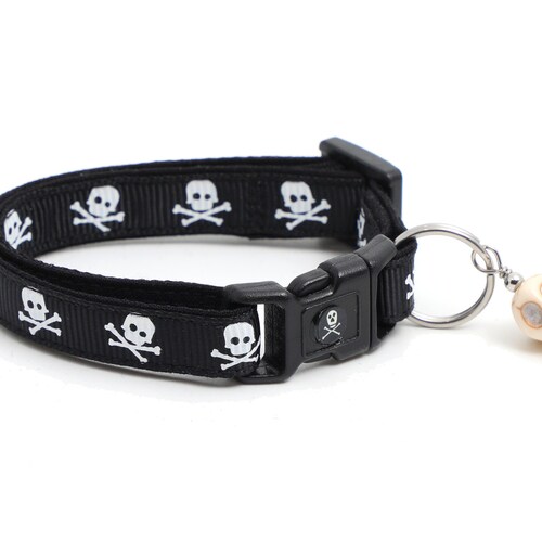 Skull Cat Collar Skulls Crossbones on Small / - Etsy