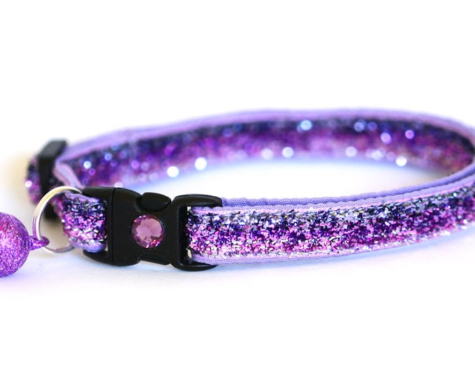 Glitter Cat Collar Lavender Purple Standard large Size Etsy