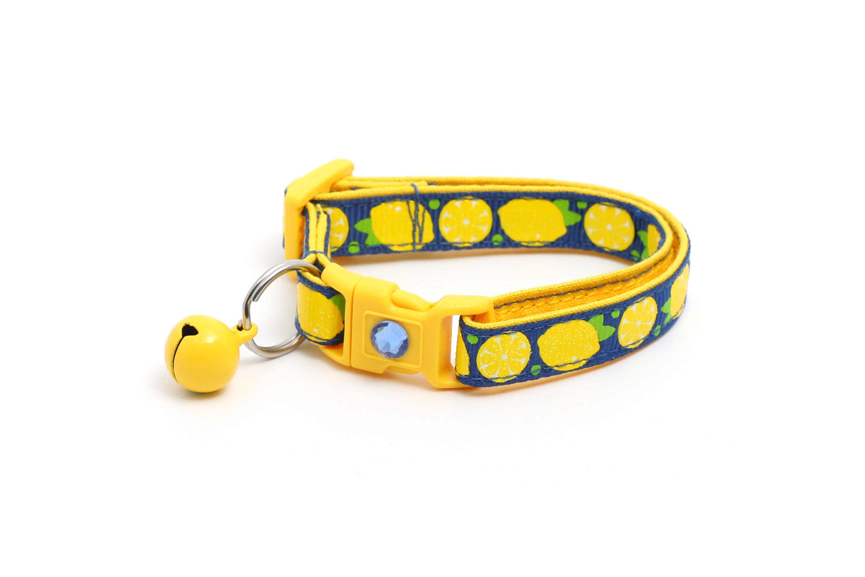 Fruit Cat Collar Sourpuss Lemons on Navy Small Cat / - Etsy