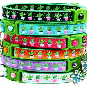 Cactus Cat Collar Cute but Prickly on Blue Breakaway Safety B28D126 image 9