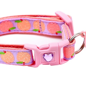 Peach Cat Collar - Peaches on Purple - Breakaway Safety - B153D269