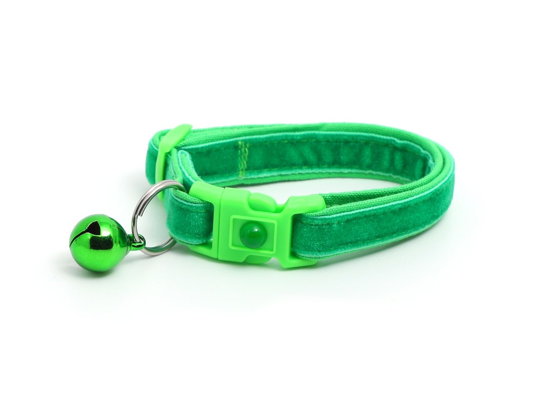 Soft Velvet Cat Collar Kelly Green Kitten or Large Size Etsy
