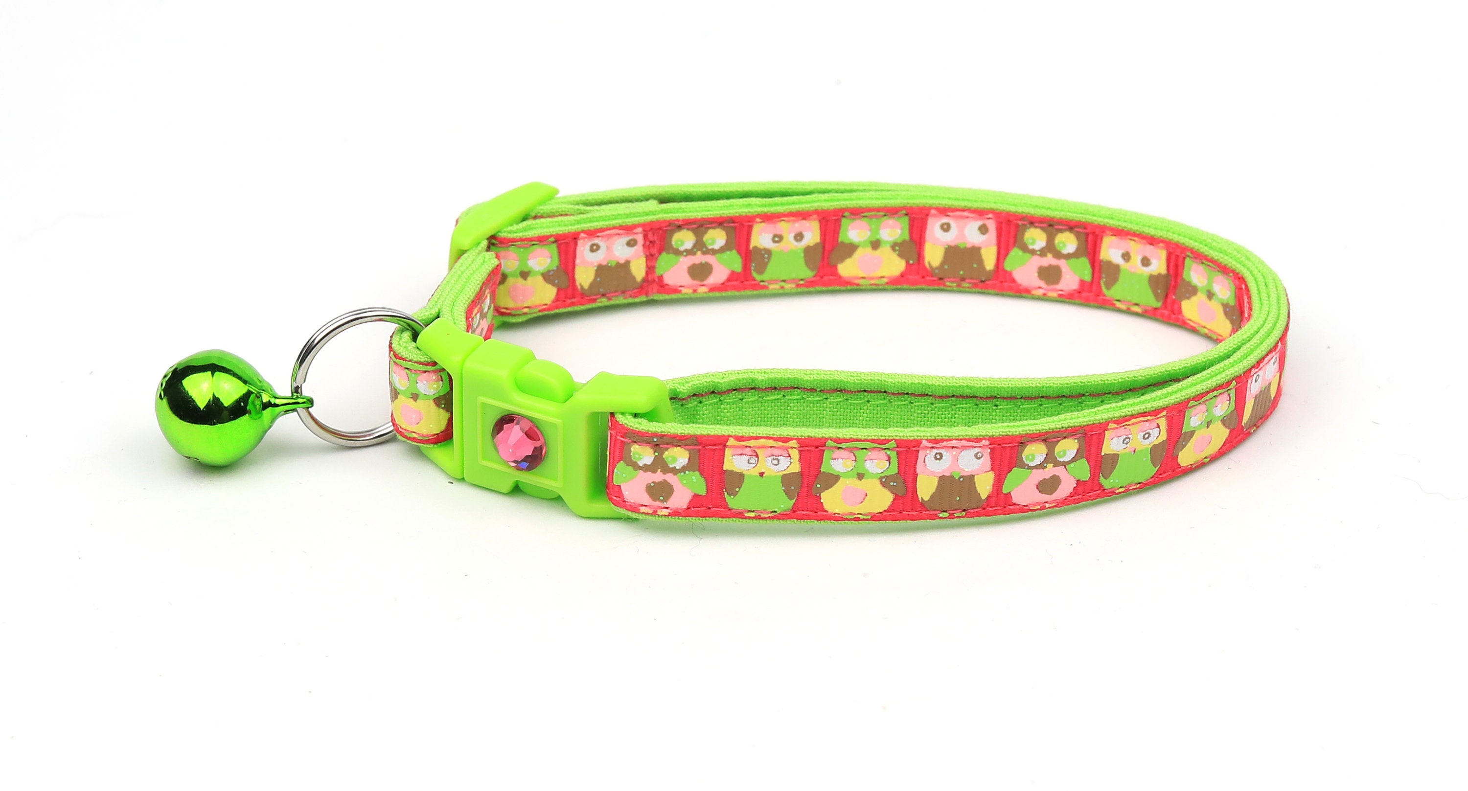 Owl Cat Collar Woodland Owls on Bright Pink Small Cat / Etsy