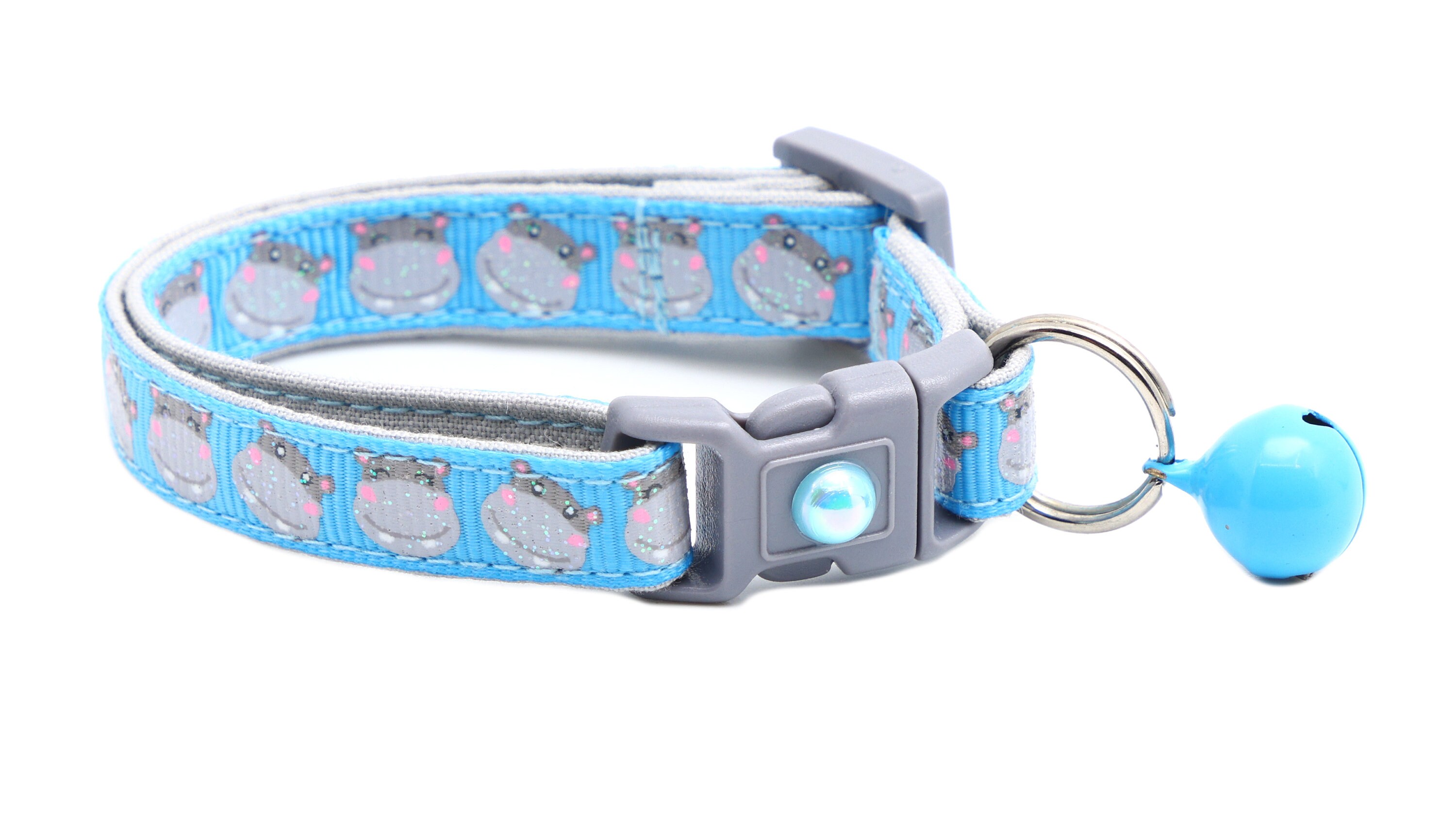 Hippo Cat Collar - Hippopotamus on Blue - Breakaway Safety - B81D16