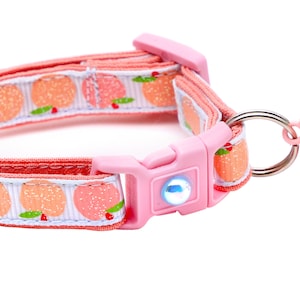 Peach Cat Collar - Peaches on Blue - Breakaway Safety - B88D269
