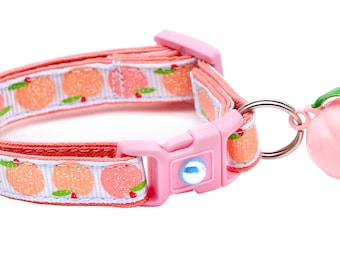 Peach Cat Collar - Peaches on Blue - Breakaway Safety - B88D269