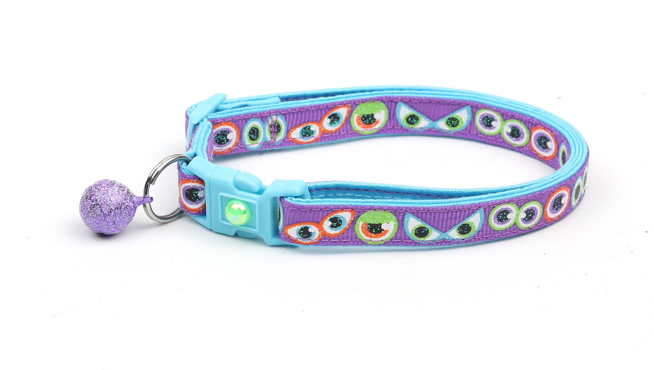 Halloween Cat Collar Scary Eyes on Purple Breakaway Cat Collar