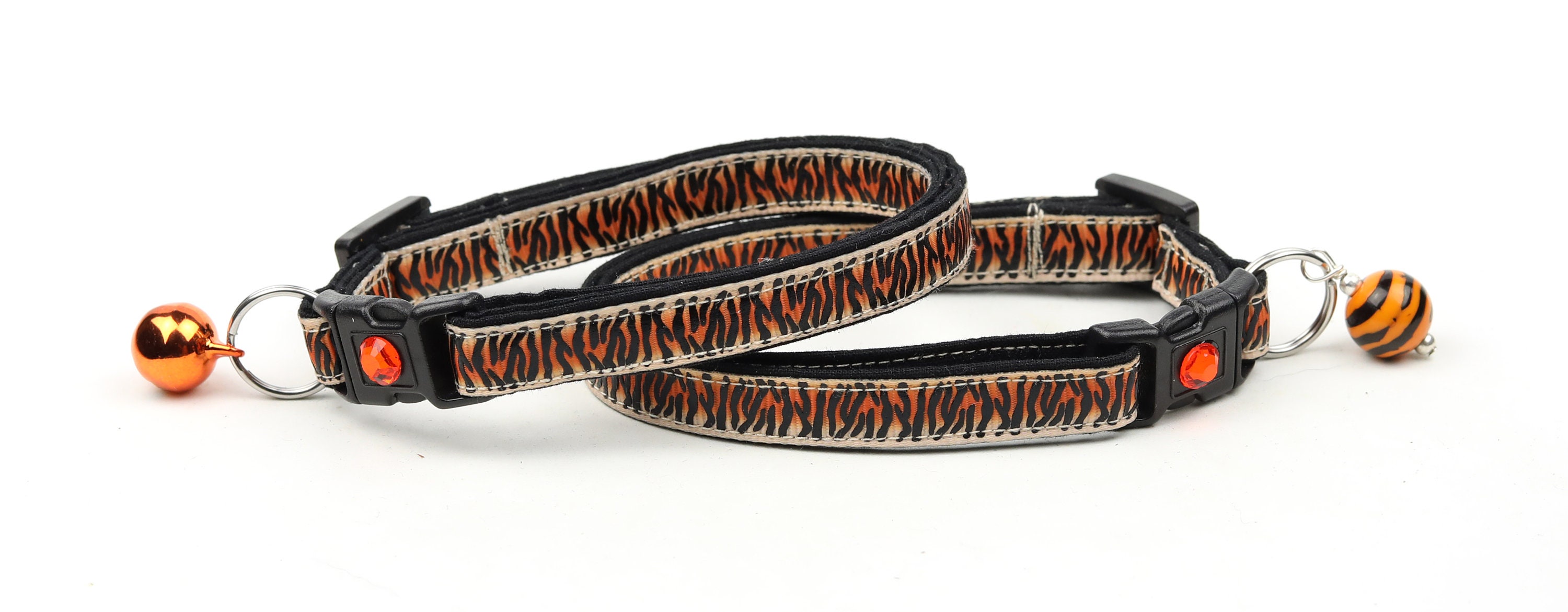 Tiger Cat Collar Tiger Print Kitten or Large Size Safety Etsy