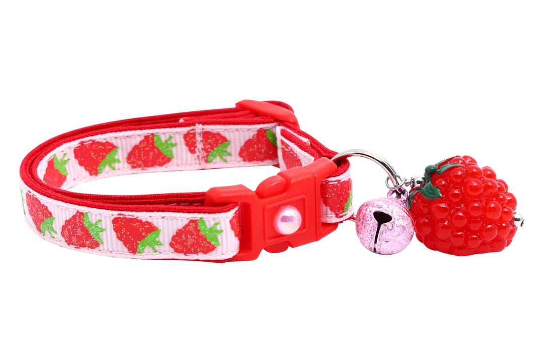 Cat Faced Raspberry Raspberry Cat Collar - Raspberries on Pink - Breakaway Safety - B65D273 ...