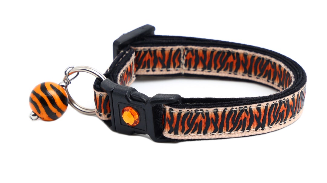 Tiger Cat Collar Tiger Print Kitten or Large Size Safety Breakaway