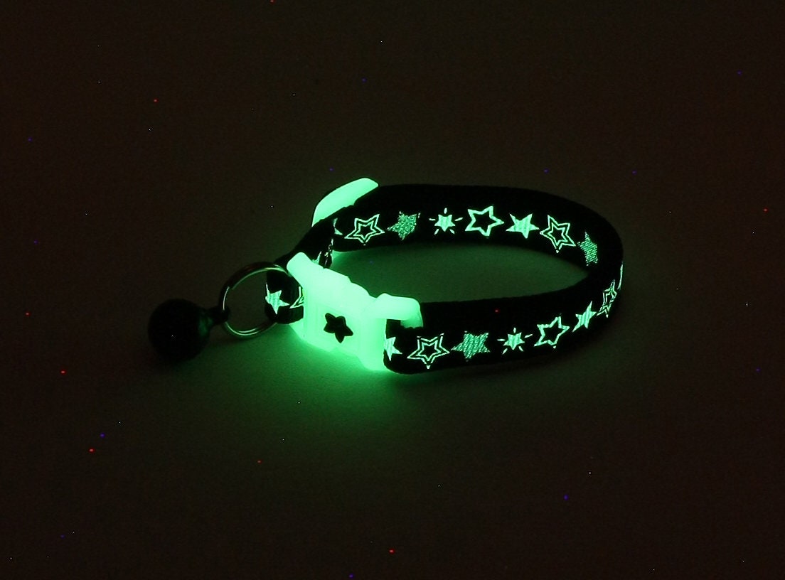 Glow in the Dark Cat Collar Glow Stars on Black Breakaway Etsy