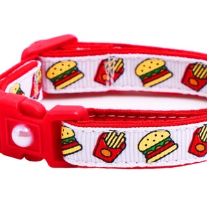 Cheeseburger Cat Collar Burgers and Fries on White Breakaway Safety B23D273 None