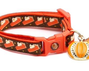 Thanksgiving Cat Collar - Pumpkin Pie Slices on Brown - Breakaway Safety - B23D53