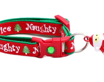 Christmas Cat Collar - Naughty or Nice - Breakaway Safety - B46D64&47