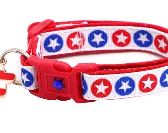 Fourth of July Cat Collar - Star Spangled - American Flag - Breakaway Safety - B78D35