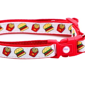 Cheeseburger Cat Collar Burgers and Fries on White Breakaway Safety B23D273 image 2