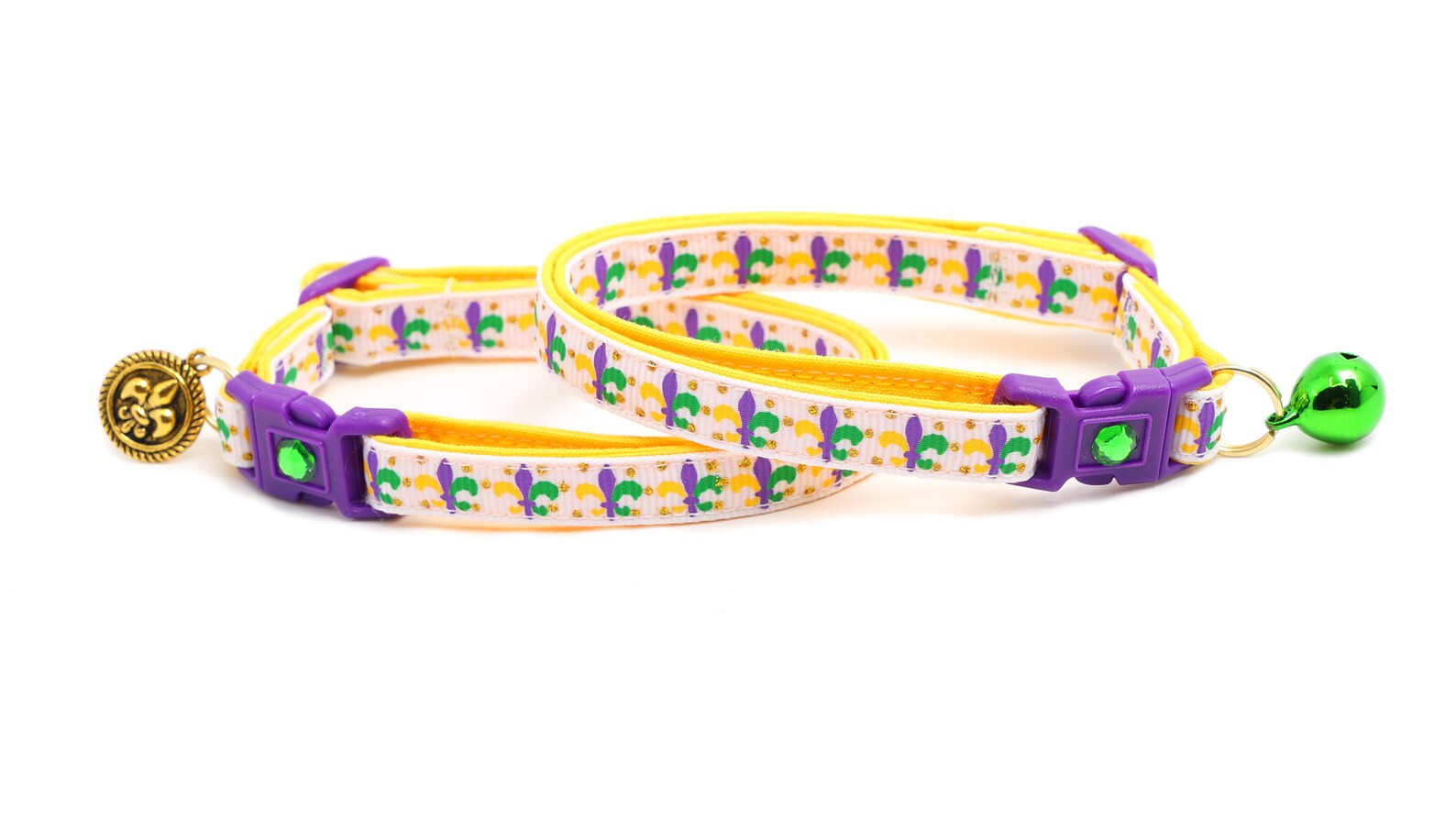 Mardi Gras Cat Collar Fleur De Lys on White Breakaway Cat Etsy
