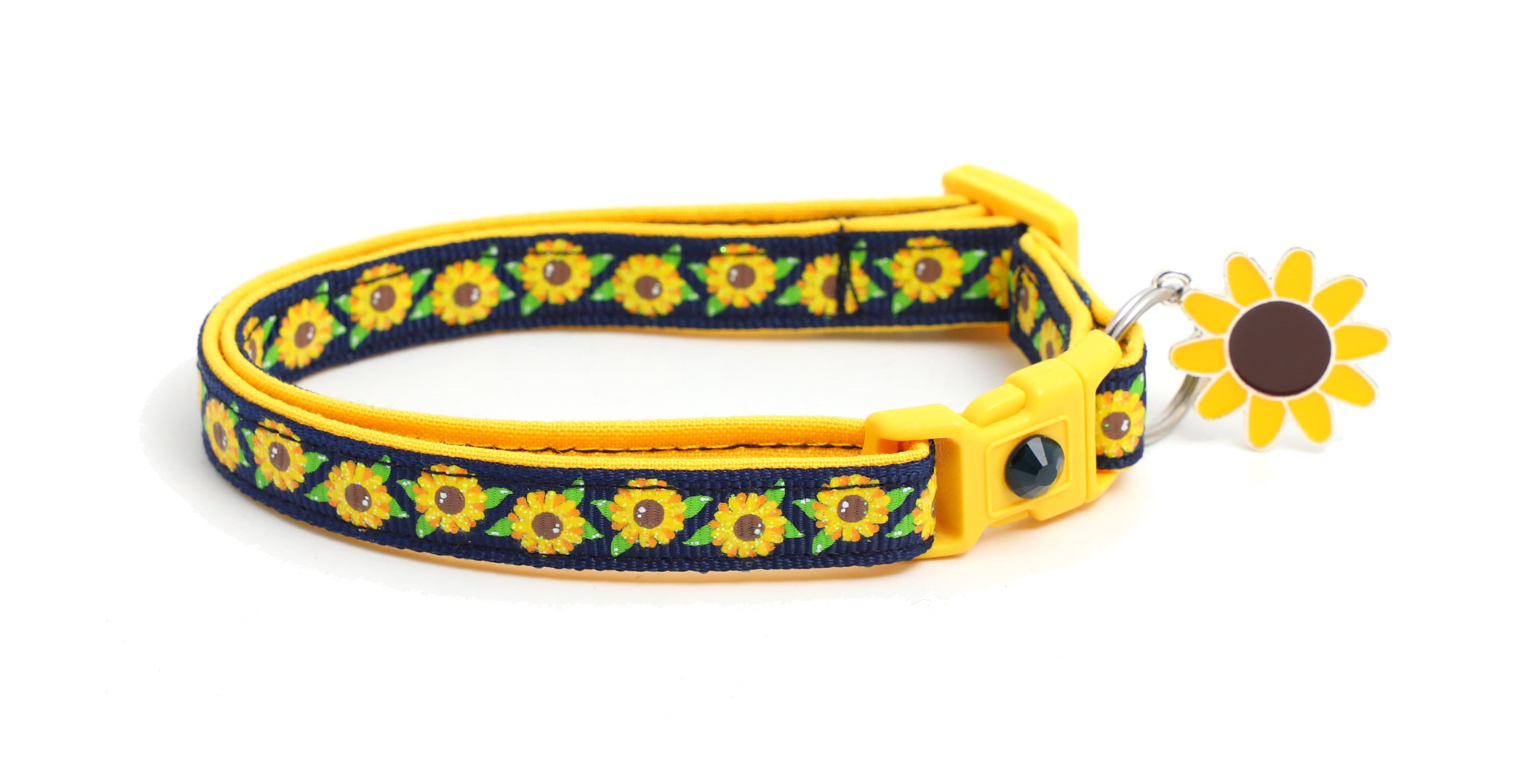 Sunflower Cat Collar Summer Sunflowers on Navy Small Cat / Etsy