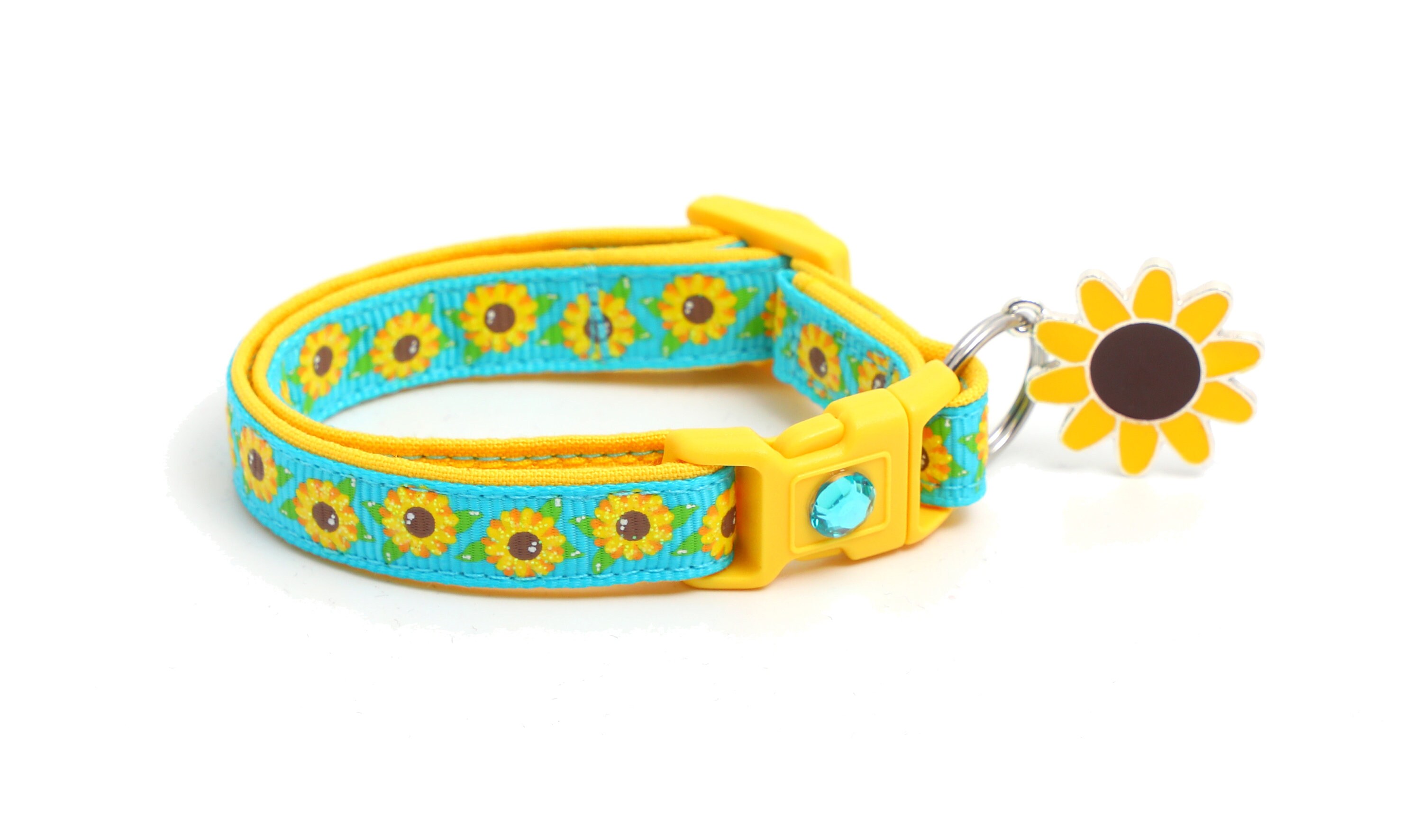 Sunflower Cat Collar Summer Sunflowers on Sky Blue Small Etsy