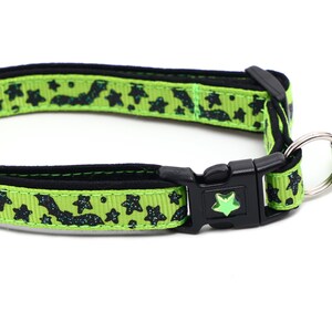 Halloween Cat Collar Spooky Bats and Stars on Green Breakaway Safety B59D137 image 6