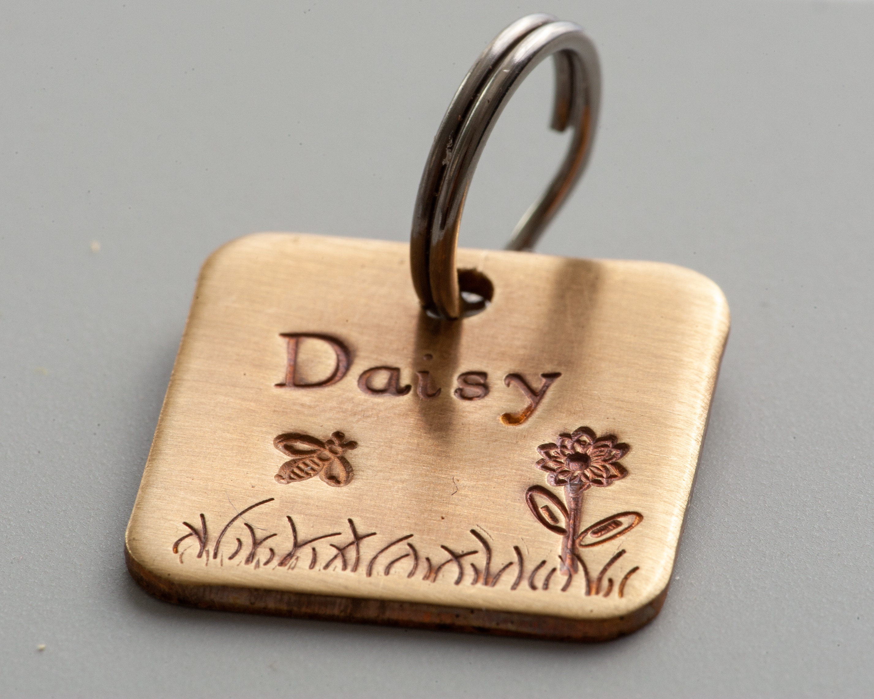 flower dog tag