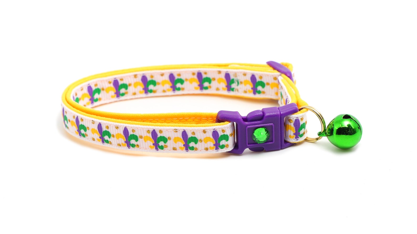 Mardi Gras Cat Collar Fleur De Lys on White Breakaway Cat Etsy