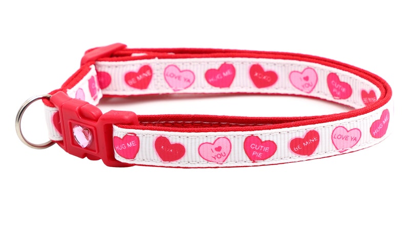 Valentines Day Cat Collar Red Conversation Hearts Breakaway Safety B84D226 image 7