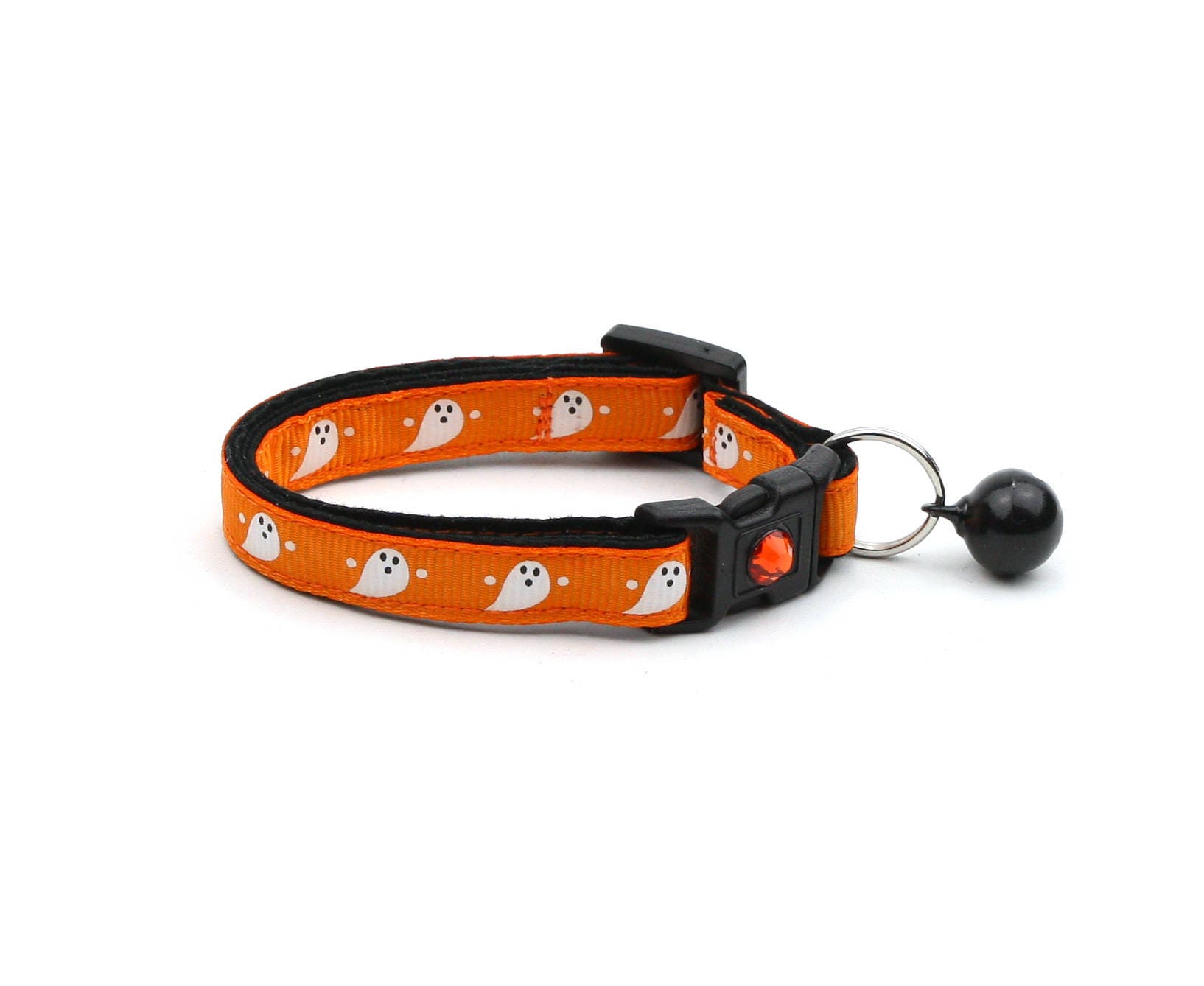 Halloween Cat Collar Cute Ghosts on Orange Breakaway Cat Collar